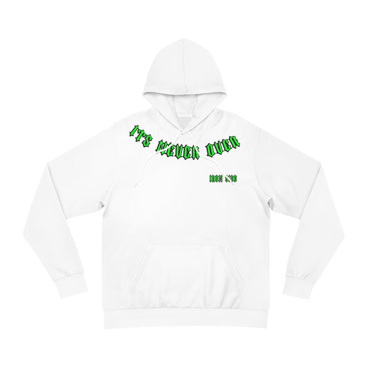 IRONSIDE WHITE HOODIE GREEN TEXT DESIGN